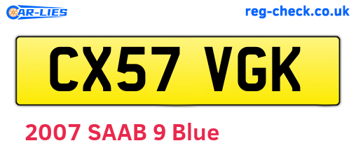 CX57VGK are the vehicle registration plates.