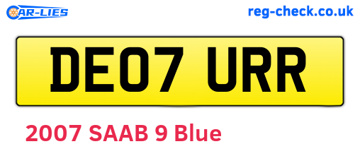 DE07URR are the vehicle registration plates.