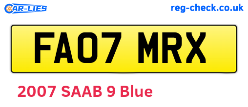 FA07MRX are the vehicle registration plates.