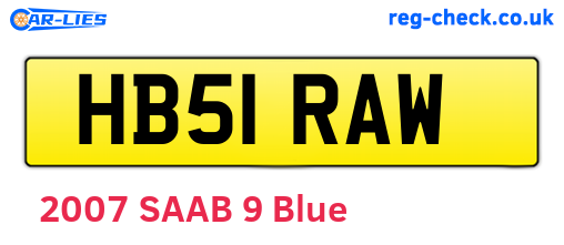 HB51RAW are the vehicle registration plates.