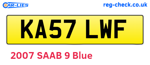 KA57LWF are the vehicle registration plates.