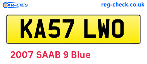 KA57LWO are the vehicle registration plates.