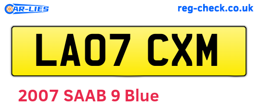 LA07CXM are the vehicle registration plates.