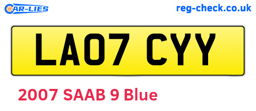 LA07CYY are the vehicle registration plates.