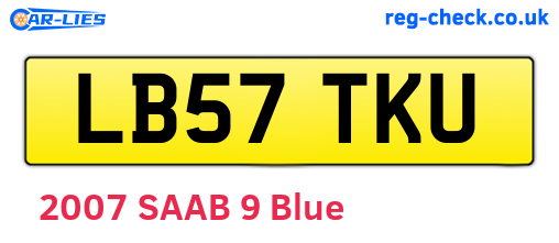LB57TKU are the vehicle registration plates.