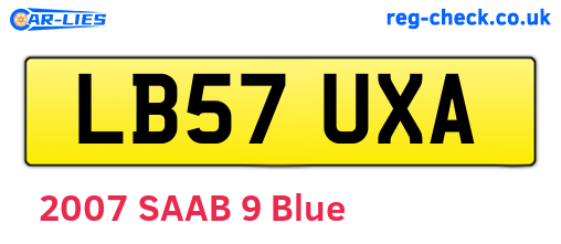 LB57UXA are the vehicle registration plates.