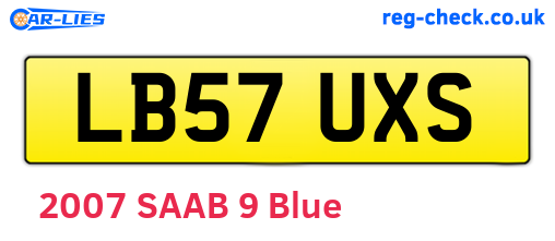 LB57UXS are the vehicle registration plates.