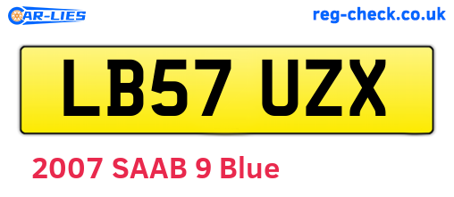 LB57UZX are the vehicle registration plates.