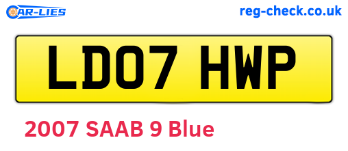 LD07HWP are the vehicle registration plates.