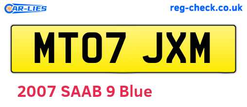 MT07JXM are the vehicle registration plates.