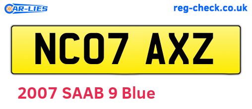 NC07AXZ are the vehicle registration plates.