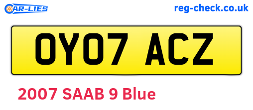 OY07ACZ are the vehicle registration plates.