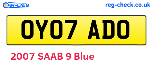 OY07ADO are the vehicle registration plates.