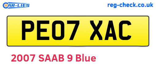 PE07XAC are the vehicle registration plates.