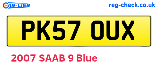 PK57OUX are the vehicle registration plates.