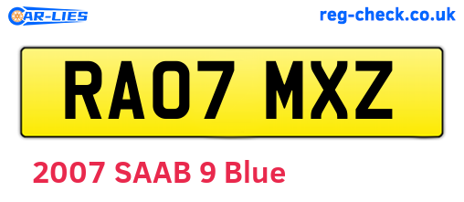 RA07MXZ are the vehicle registration plates.