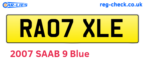 RA07XLE are the vehicle registration plates.