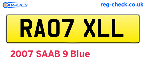 RA07XLL are the vehicle registration plates.