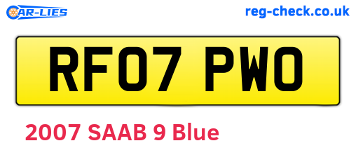 RF07PWO are the vehicle registration plates.