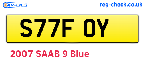 S77FOY are the vehicle registration plates.