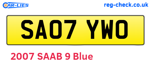 SA07YWO are the vehicle registration plates.