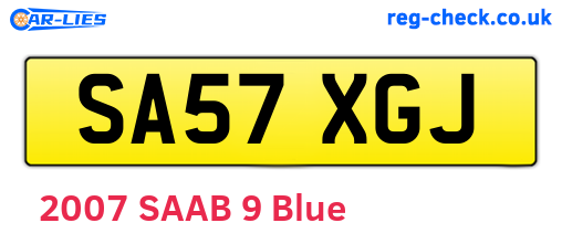 SA57XGJ are the vehicle registration plates.