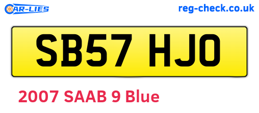 SB57HJO are the vehicle registration plates.