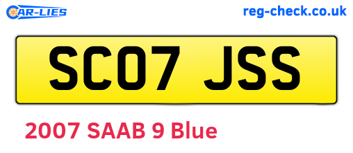 SC07JSS are the vehicle registration plates.