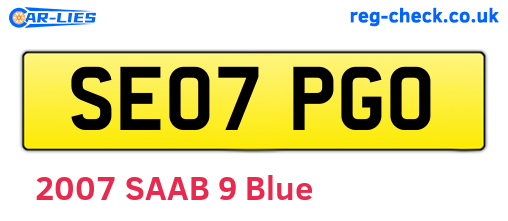 SE07PGO are the vehicle registration plates.