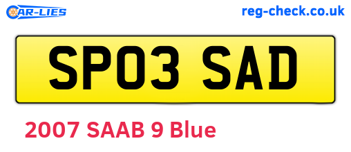 SP03SAD are the vehicle registration plates.