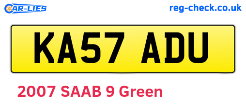 KA57ADU are the vehicle registration plates.