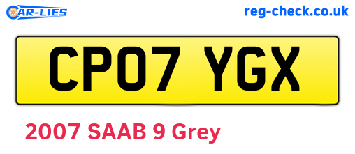 CP07YGX are the vehicle registration plates.