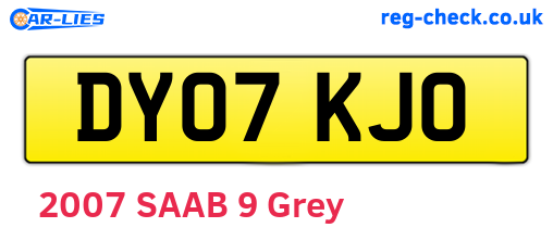 DY07KJO are the vehicle registration plates.