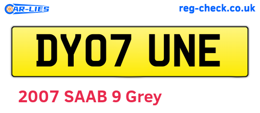 DY07UNE are the vehicle registration plates.