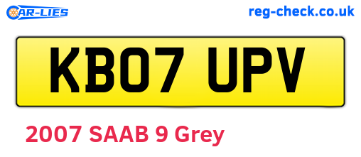 KB07UPV are the vehicle registration plates.