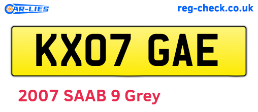 KX07GAE are the vehicle registration plates.