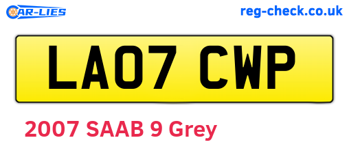 LA07CWP are the vehicle registration plates.