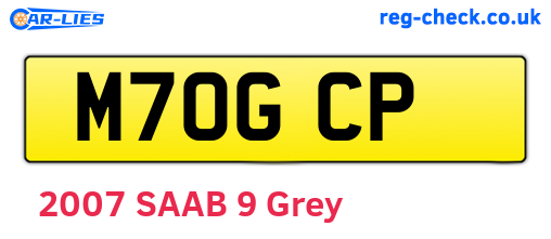 M70GCP are the vehicle registration plates.