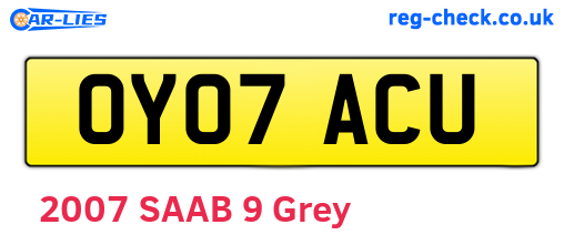 OY07ACU are the vehicle registration plates.