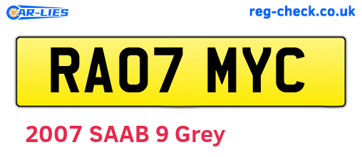 RA07MYC are the vehicle registration plates.