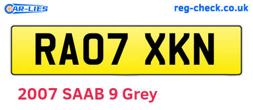 RA07XKN are the vehicle registration plates.