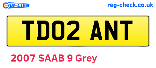 TD02ANT are the vehicle registration plates.