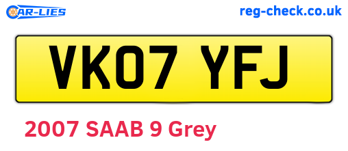 VK07YFJ are the vehicle registration plates.