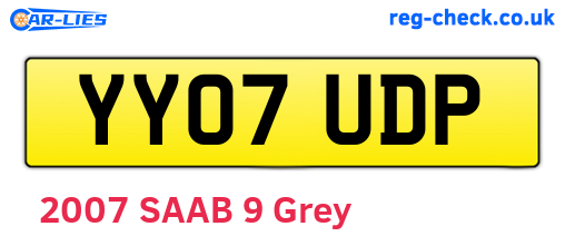 YY07UDP are the vehicle registration plates.