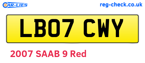 LB07CWY are the vehicle registration plates.