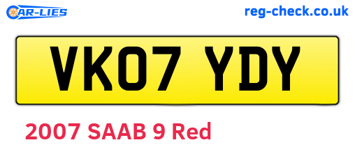 VK07YDY are the vehicle registration plates.