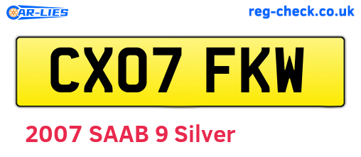 CX07FKW are the vehicle registration plates.