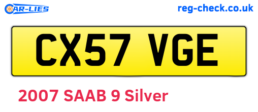 CX57VGE are the vehicle registration plates.