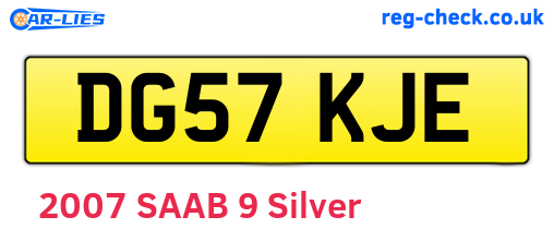 DG57KJE are the vehicle registration plates.