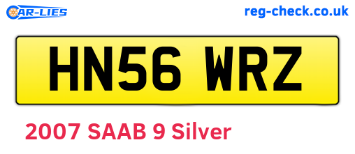 HN56WRZ are the vehicle registration plates.